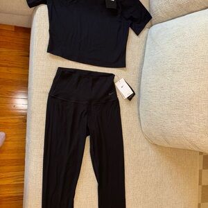 Nike Women's Black Leggings and Top Set